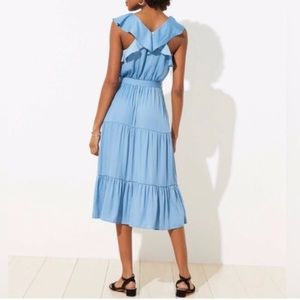 NWT LOFT Ruffle Tiered Midi Dress